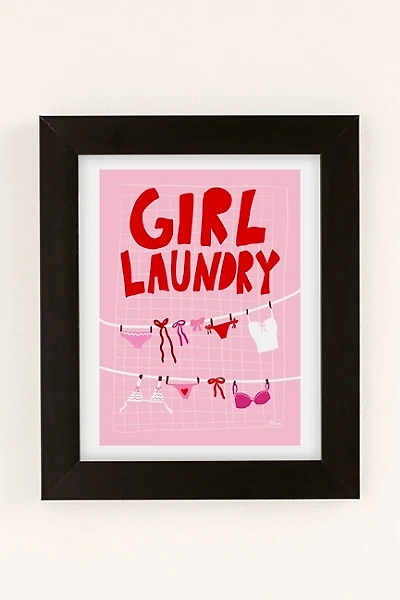 AthenesAtelier Girl Laundry Pink And Red Art Print