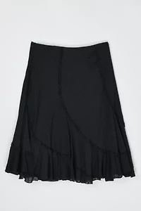 Vintage Y2k Paneled Black Midi Skirt
