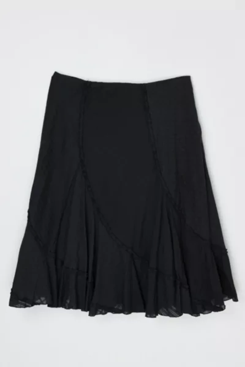 Vintage Y2k Paneled Black Midi Skirt