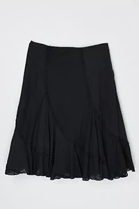 Vintage Y2k Paneled Black Midi Skirt