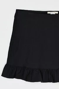 Vintage Y2k Black Mini Skirt with Ruched Edging