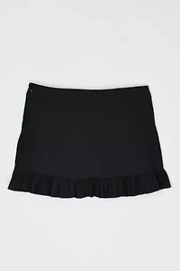 Vintage Y2k Black Mini Skirt with Ruched Edging