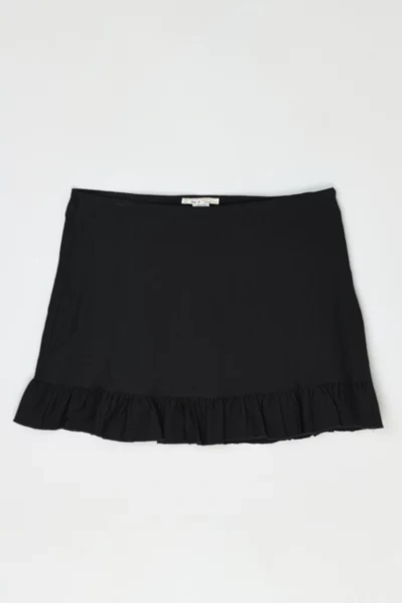 Vintage Y2k Black Mini Skirt with Ruched Edging