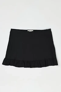 Vintage Y2k Black Mini Skirt with Ruched Edging