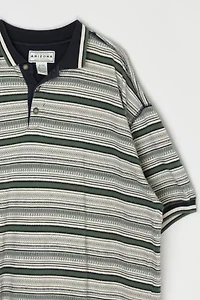 Vintage 90s Textured Striped Polo Shirt