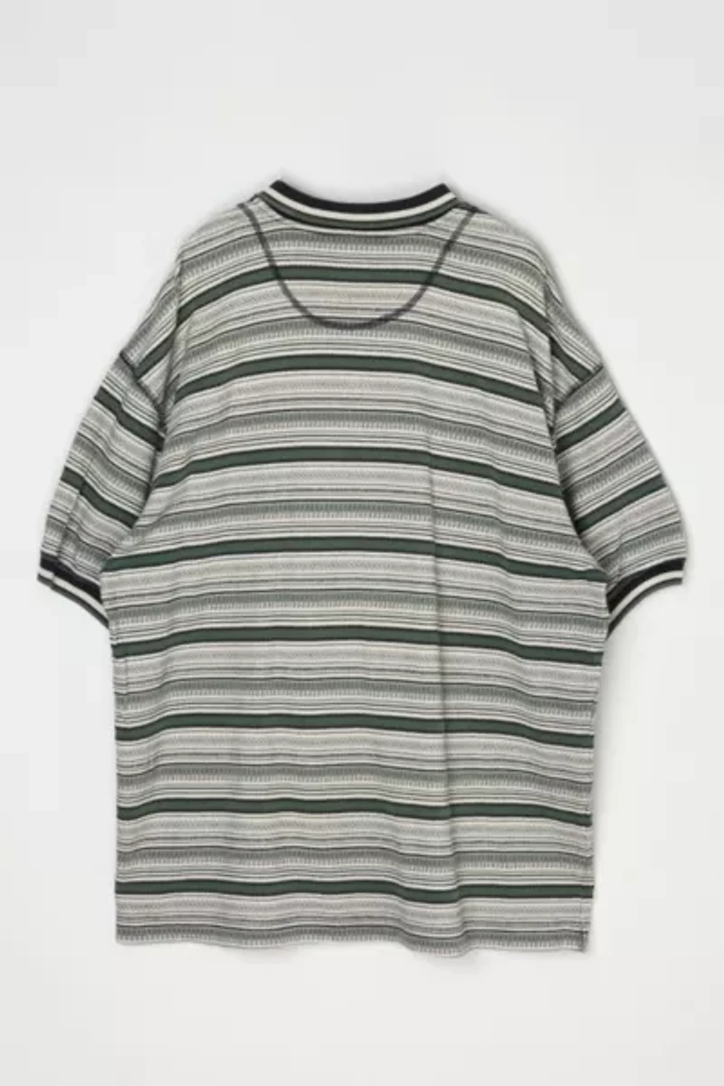 Vintage 90s Textured Striped Polo Shirt