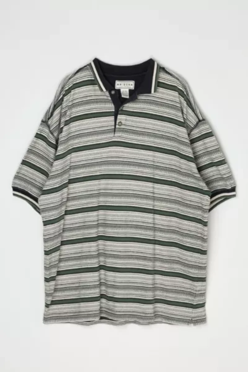 Vintage 90s Textured Striped Polo Shirt