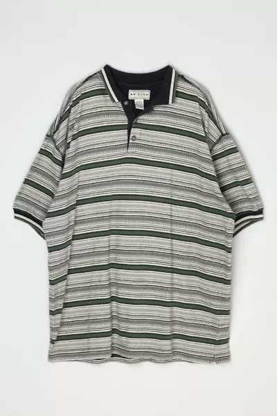 Vintage 90s Textured Striped Polo Shirt