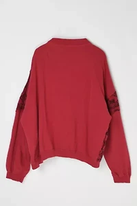 Vintage 90s Red & Black Patterned Knit Button-Collar Sweater