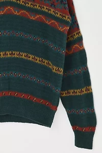 Vintage Aeropostale Dark Green Patterned V-Neck Sweater