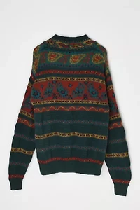 Vintage Aeropostale Dark Green Patterned V-Neck Sweater