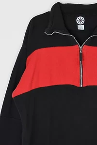 Vintage 90s Red & Black Quarter-Zip Sweatshirt
