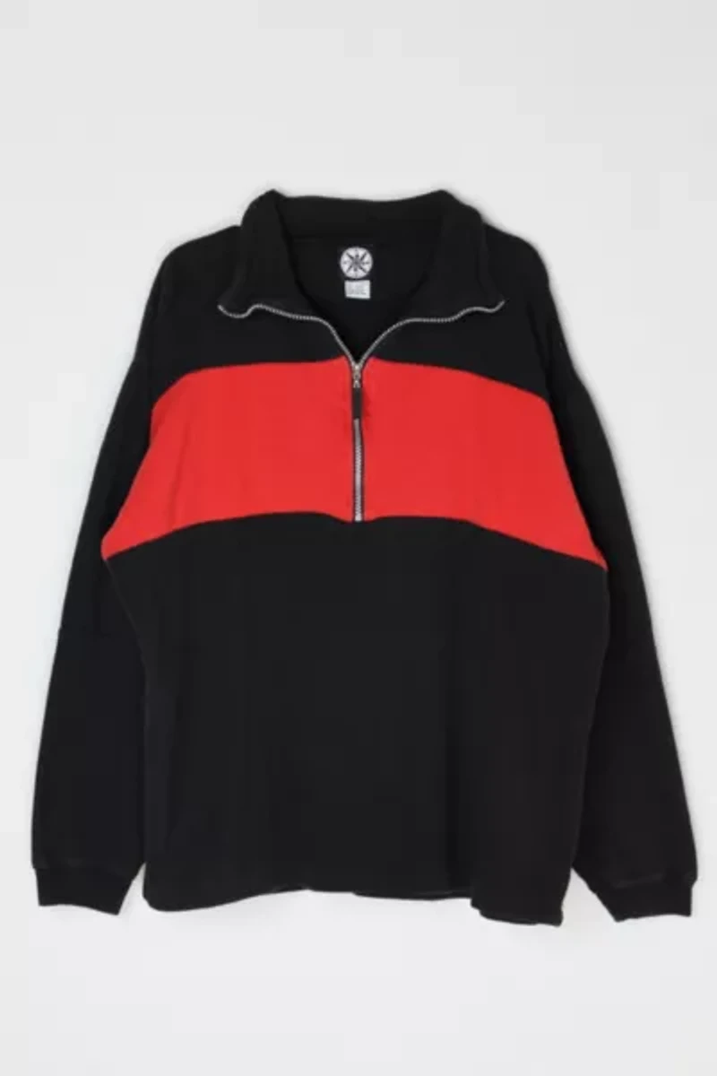 Vintage 90s Red & Black Quarter-Zip Sweatshirt