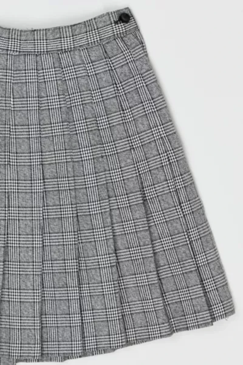 Vintage Y2k Black & White Plaid Pleated Mini Skirt
