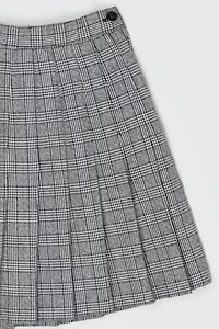 Vintage Y2k Black & White Plaid Pleated Mini Skirt