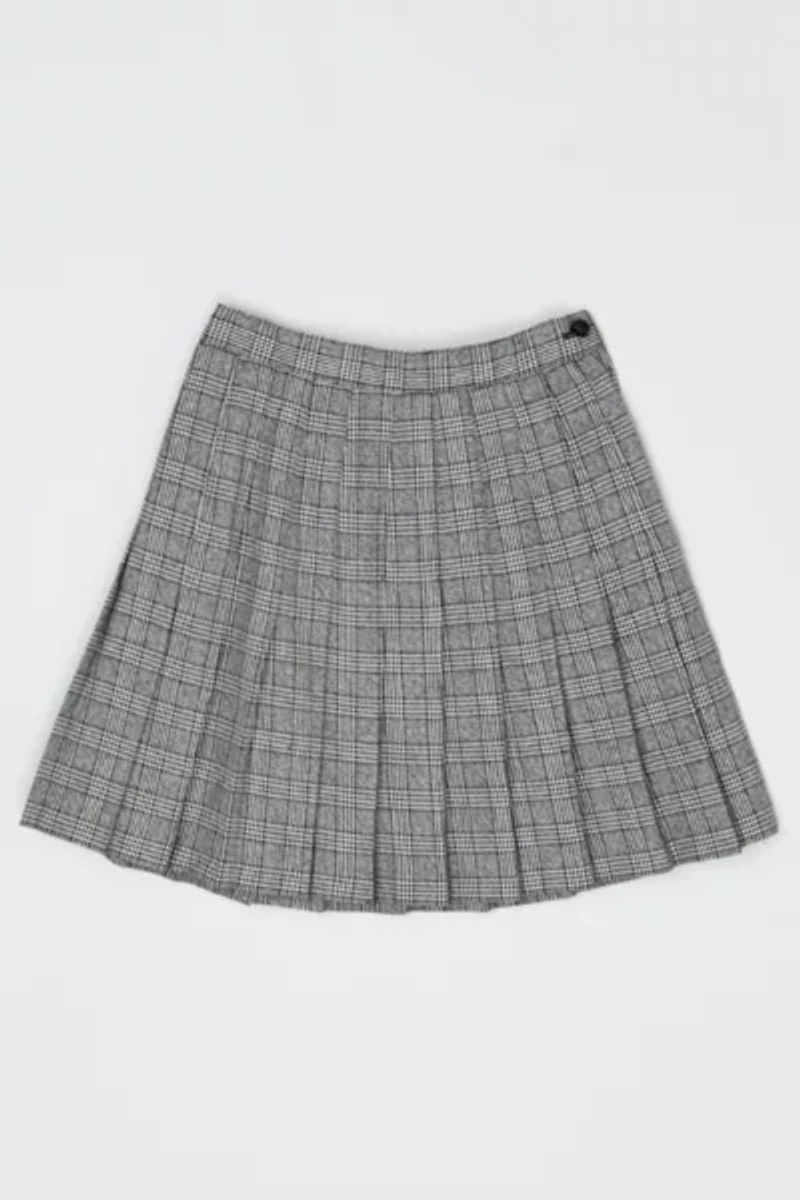 Vintage Y2k Black & White Plaid Pleated Mini Skirt