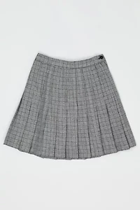Vintage Y2k Black & White Plaid Pleated Mini Skirt