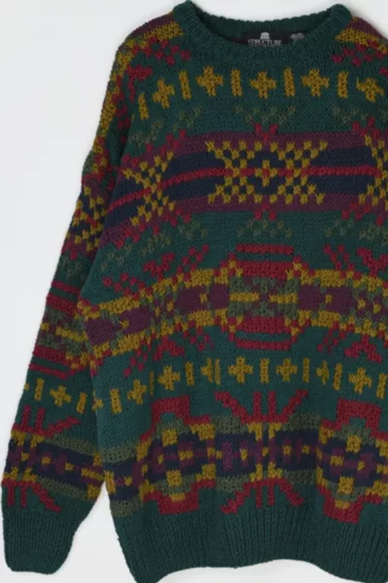 Vintage 90s Dark Green Heavy Knit Sweater