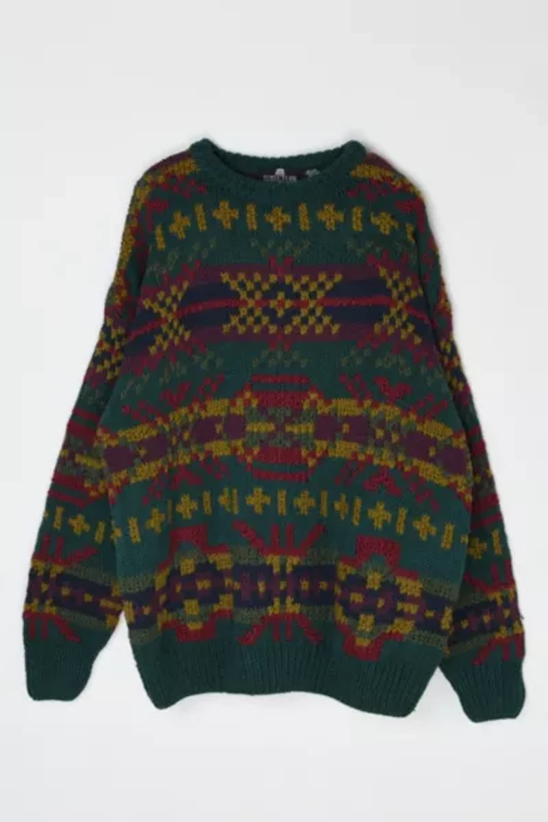 Vintage 90s Dark Green Heavy Knit Sweater