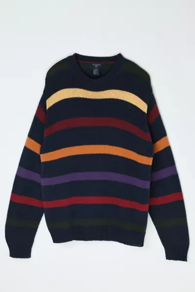 Vintage 90s Dark Colors Striped Knit Sweater