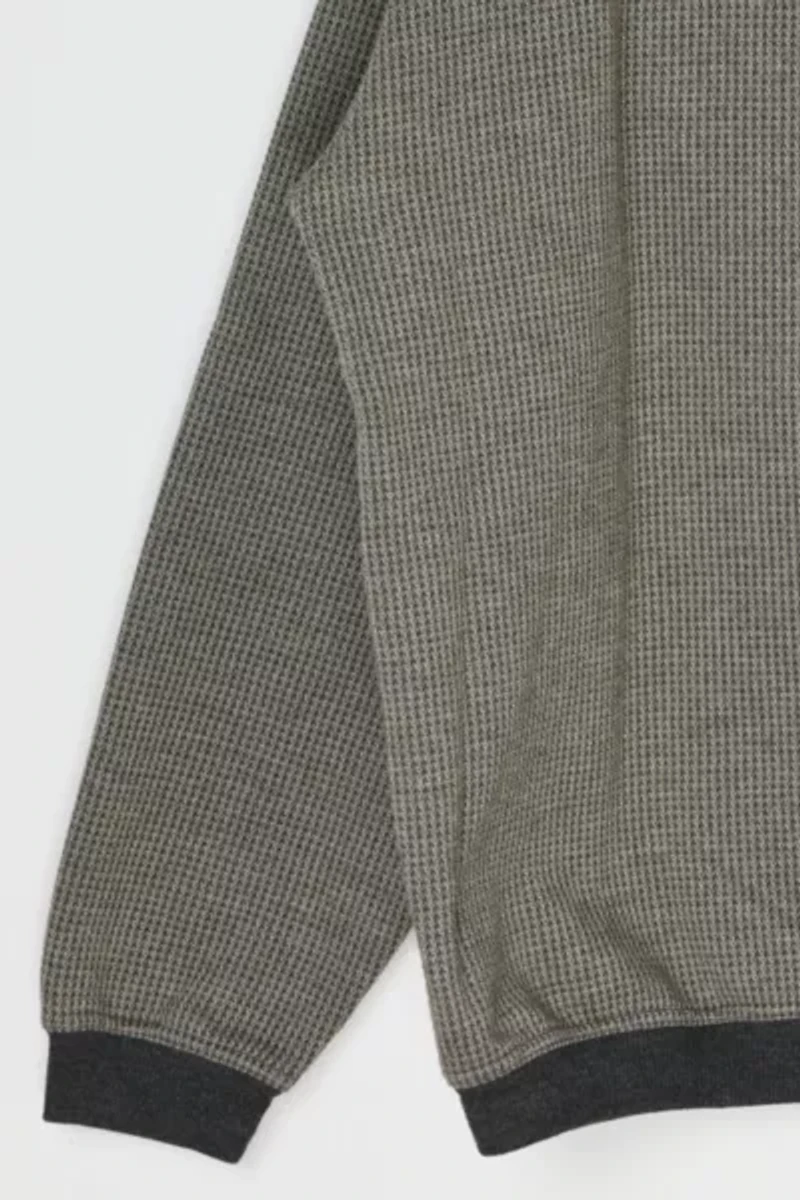 Vintage 90s Grey & Tan Houndstooth Knit Sweatshirt