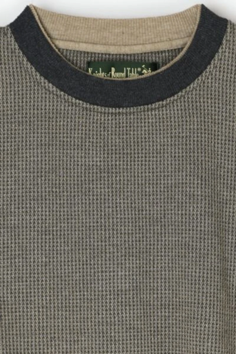 Vintage 90s Grey & Tan Houndstooth Knit Sweatshirt