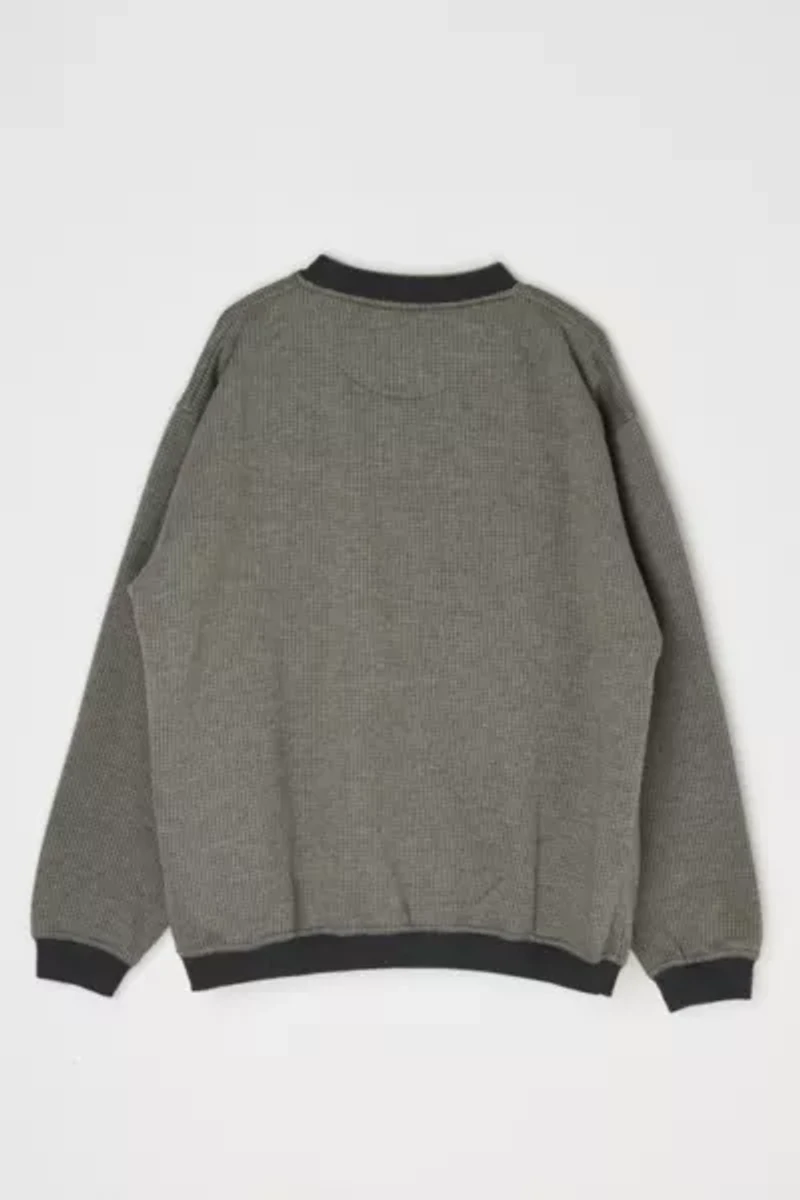 Vintage 90s Grey & Tan Houndstooth Knit Sweatshirt