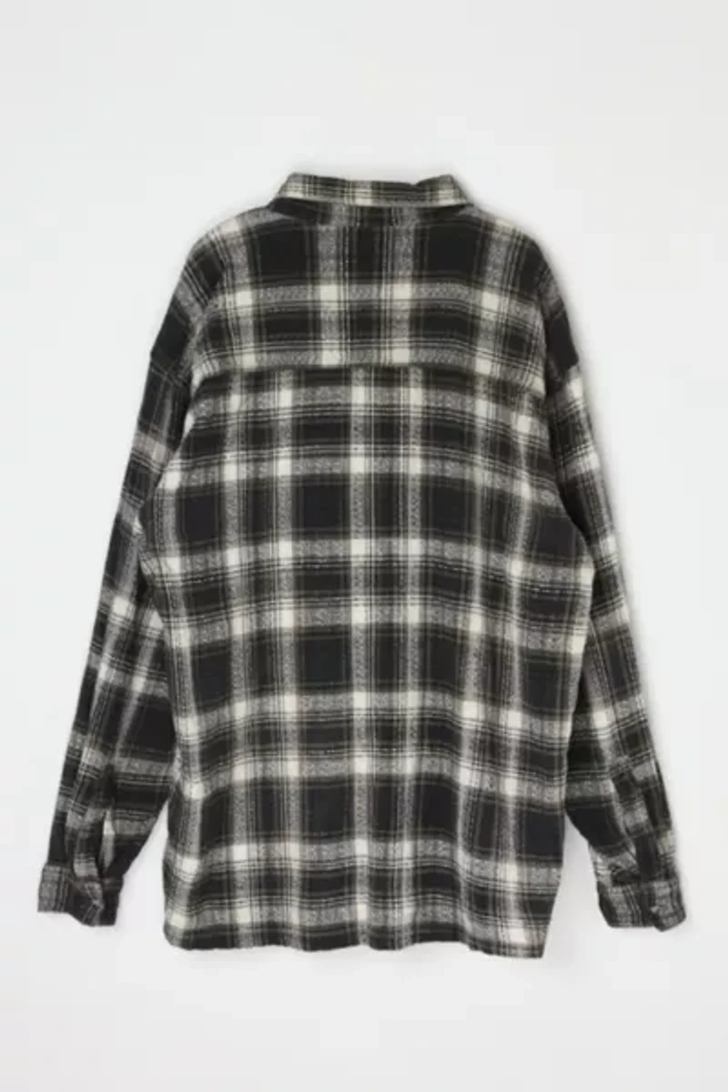 Vintage 90s Tan & Black Heavy Flannel Shirt