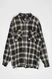Vintage 90s Tan & Black Heavy Flannel Shirt