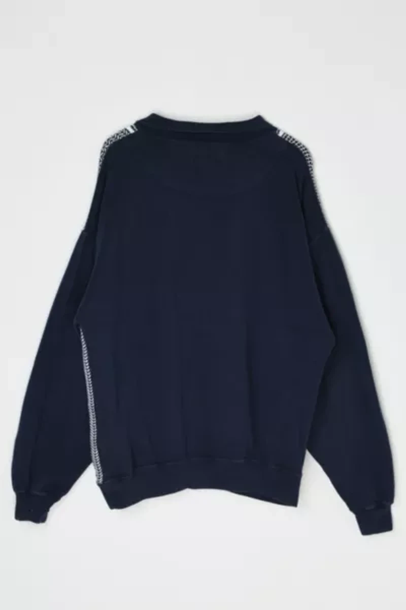 Vintage 90s Navy &  White Button-Collar Sweatshirt