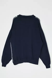 Vintage 90s Navy &  White Button-Collar Sweatshirt
