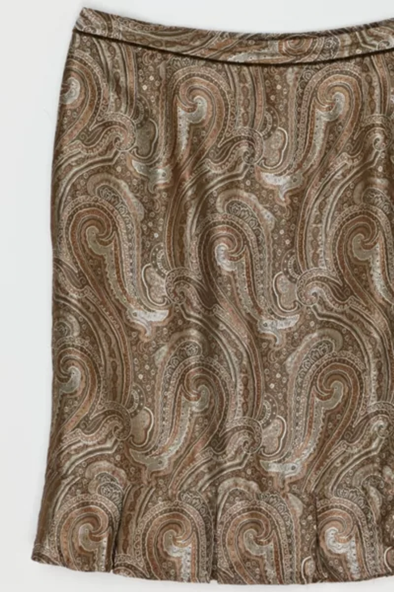 Vintage Y2k Shimmery Tan Paisley Mini Skirt