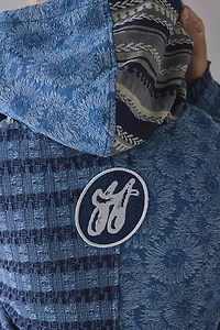 Honor The Gift Indigo Tapestry Patchwork Zip Hoodie Sweatshirt