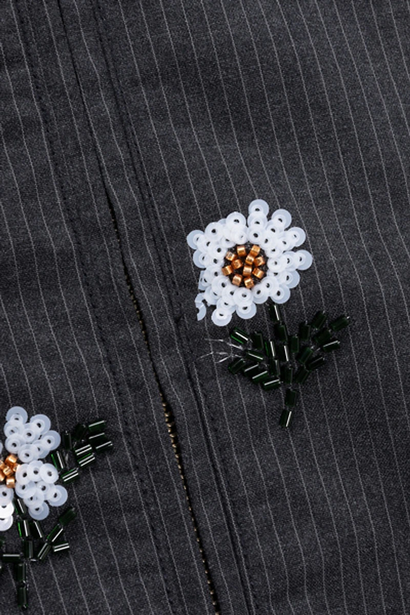 Honor The Gift Flower Beaded Zip-Up Jacket