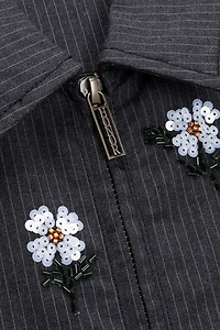 Honor The Gift Flower Beaded Zip-Up Jacket