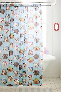 Dog Collage Patterned Shower Curtain
