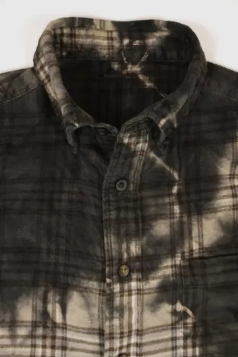 Vintage Dyed Plaid Flannel Button-Down Shirt