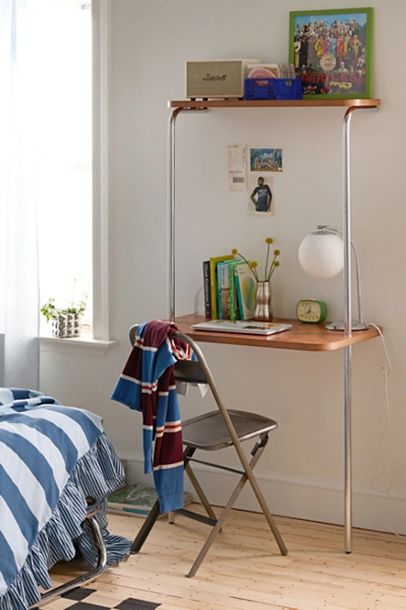 Boden Chrome Leaning Wall-Mounted Desk