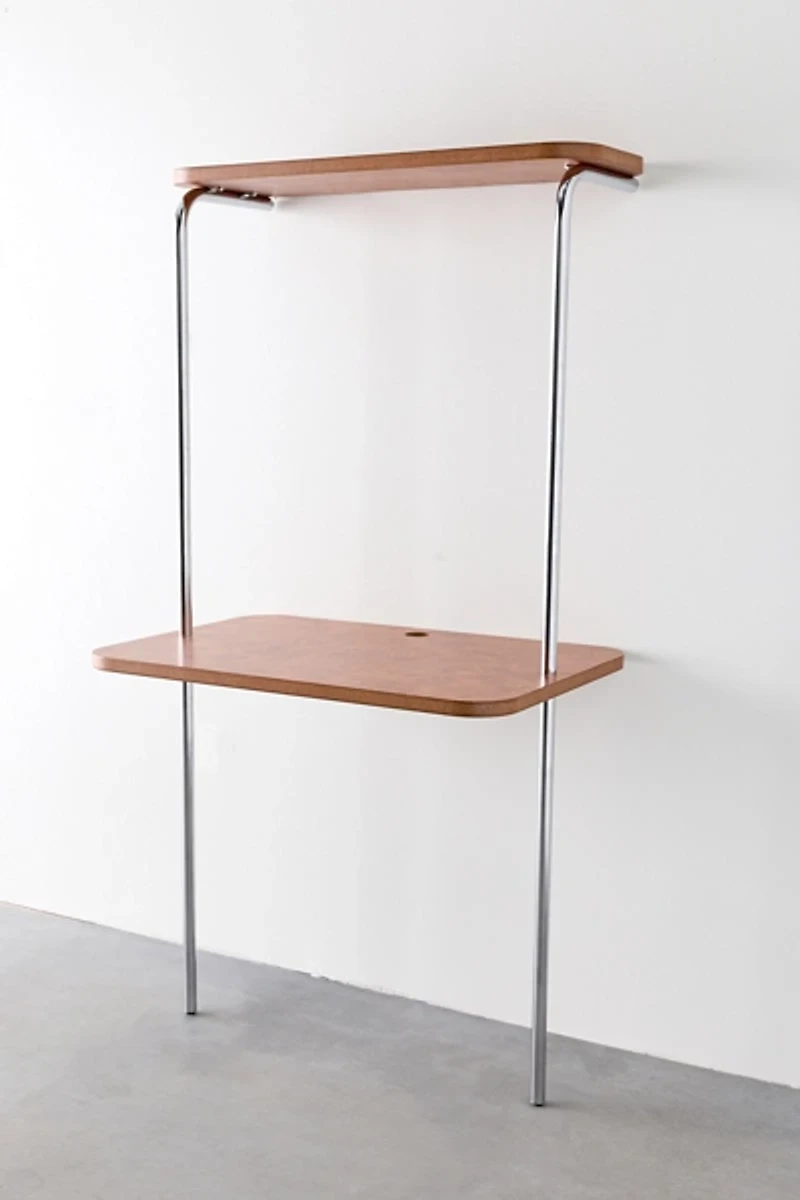 Boden Chrome Leaning Wall-Mounted Desk