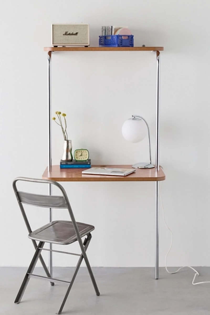 Boden Chrome Leaning Wall-Mounted Desk