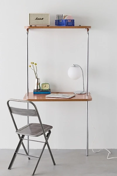 Boden Chrome Leaning Wall-Mounted Desk