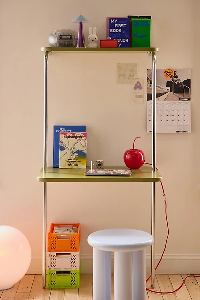 Boden Chrome Leaning Wall-Mounted Desk