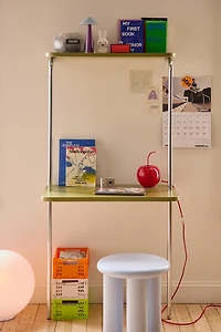 Boden Chrome Leaning Wall-Mounted Desk