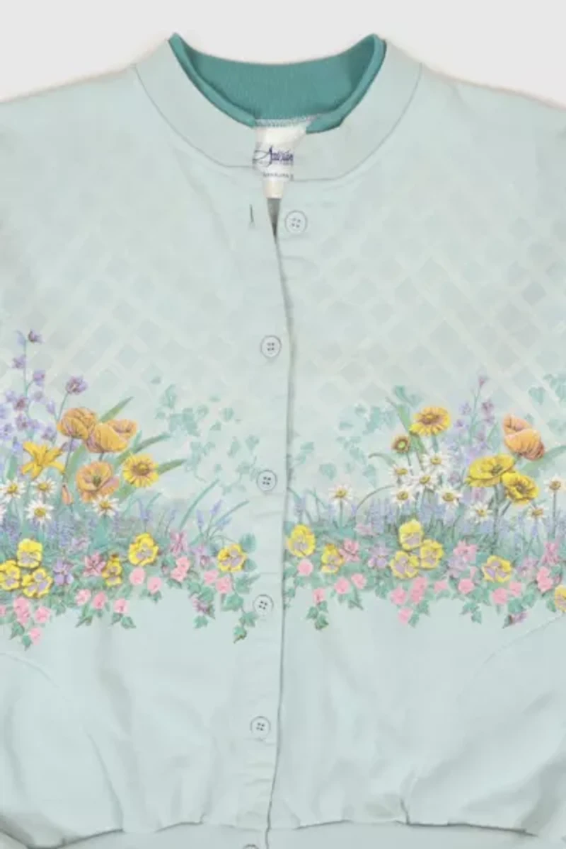 Vintage Flower Button-Down Crewneck