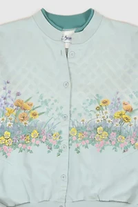 Vintage Flower Button-Down Crewneck