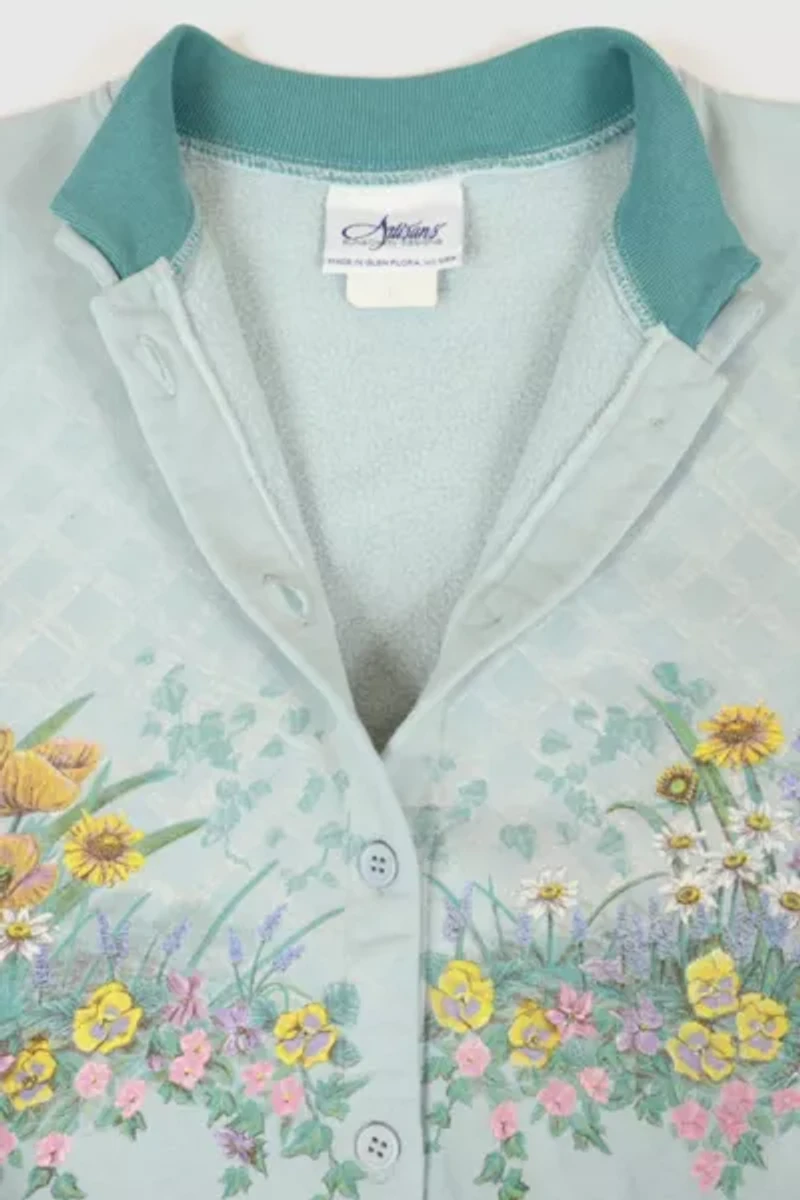Vintage Flower Button-Down Crewneck