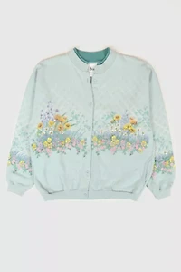 Vintage Flower Button-Down Crewneck