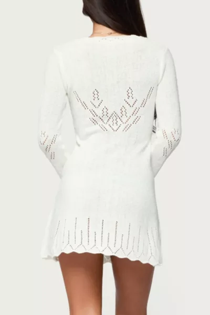 Edikted Shaia Pointelle Knit Mini Dress