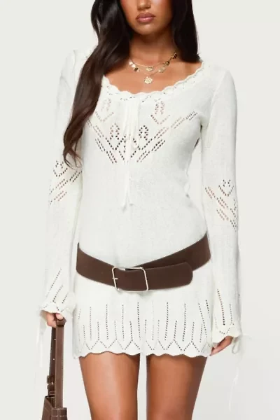 Edikted Shaia Pointelle Knit Mini Dress