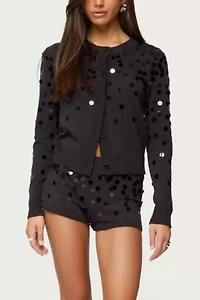Edikted Cierra Sequin Knit Micro Shorts